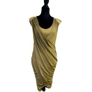 NWT SEQUIN SHOULDER FRONT WRAP RUNCHED SIDE DRESS